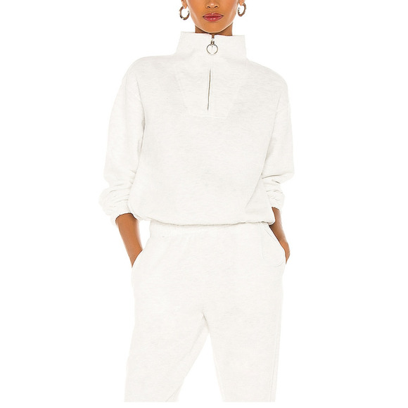 Lpa 'Mock' White Neck Zip Fleece Sweater Size M